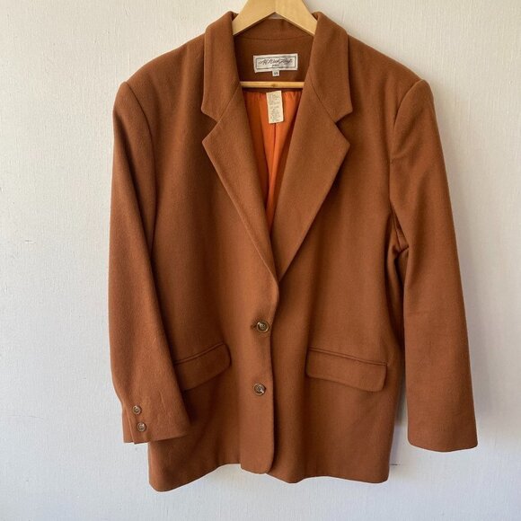 All Week Long Cashmere Coat Womens 14 Petite Wool Blend Brown Minimalist VTG - Picture 1 of 7